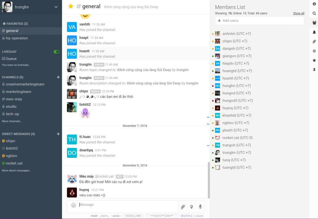 Rocket.Chat có thể kết hợp hoàn hảo với Facebook Workplace để trở thành công cụ trao đổi và quản lý hiệu quả cho Eway.